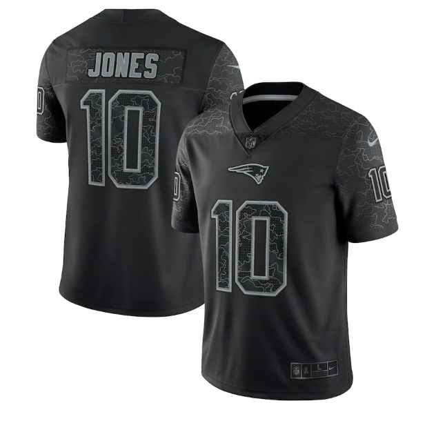 Men's New England Patriots #10 Mac Jones Black Reflective Limited Stitched Football Jersey Men's New England Patriots #10 Mac Jones Black Reflective Limited Stitched Football Jersey